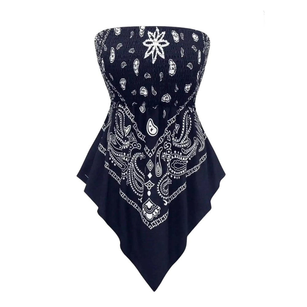 Plus Size Women's Strapless Towel Print Top