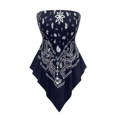Plus Size Women's Strapless Towel Print Top