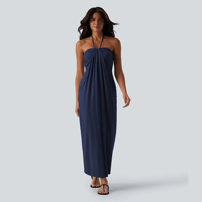 Halter Tie Back Maxi Dress with Pockets