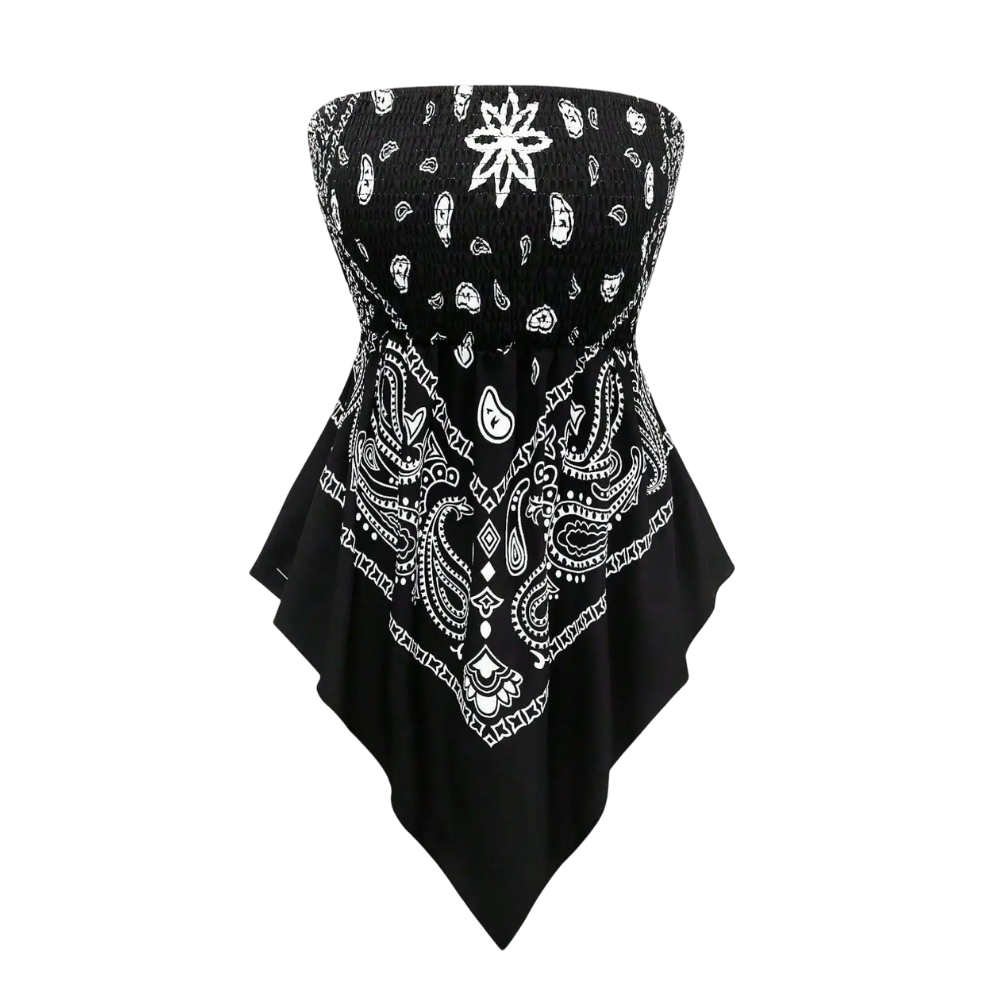 Plus Size Women's Strapless Towel Print Top