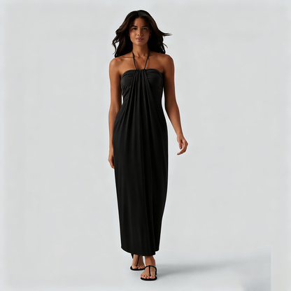 Halter Tie Back Maxi Dress with Pockets