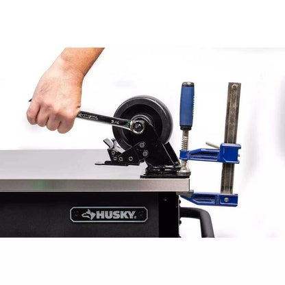 Husky 63 in. W x 23 in. D Heavy Duty 11-Drawer Mobile Workbench Cabinet with Flip-Top Stainless Steel Top in Matte Black