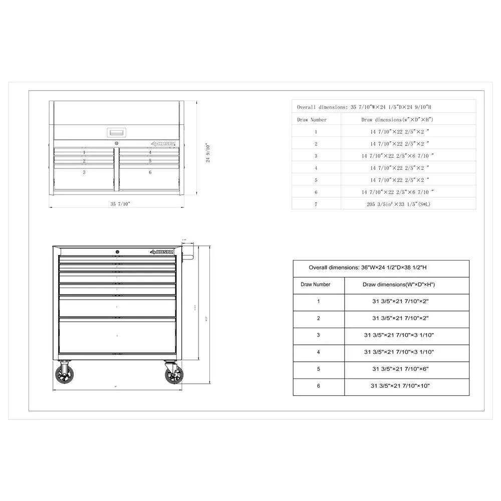 36 IN. W 12-DRAWER, DEEP COMBINATION TOOL CHEST AND CABINET SET IN GLOSS BLACK