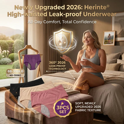 🔥Newly Upgraded 2026 All-day Premium Comfortable Fabric, ✅Herinte® High-waisted Leak-proof Underwear