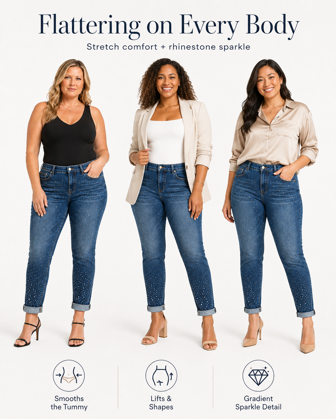 Tummy Control Cuffed Slim Fit Jeans (🔥 Buy 1, Get 1 FREE – Limited Time!)