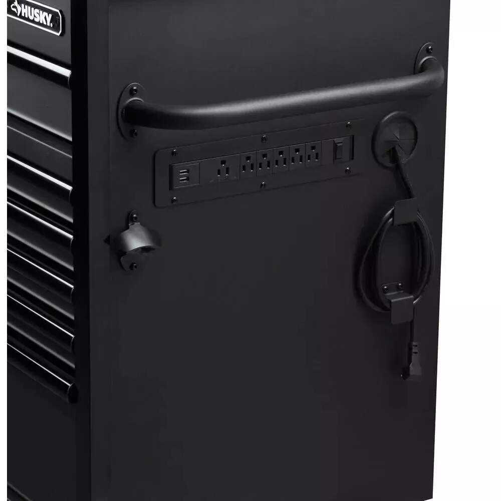 Husky 63 in. W x 23 in. D Heavy Duty 11-Drawer Mobile Workbench Cabinet with Flip-Top Stainless Steel Top in Matte Black