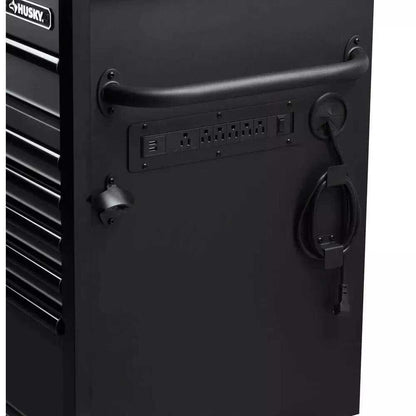 Husky 63 in. W x 23 in. D Heavy Duty 11-Drawer Mobile Workbench Cabinet with Flip-Top Stainless Steel Top in Matte Black