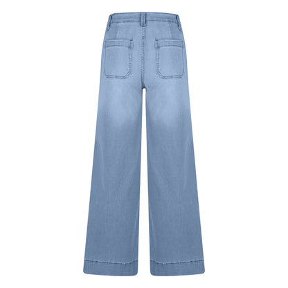 Miqool Women's Wide Leg Jeans Casual Loose Fit High Waisted Stretchy Baggy Denim Pants with Pockets