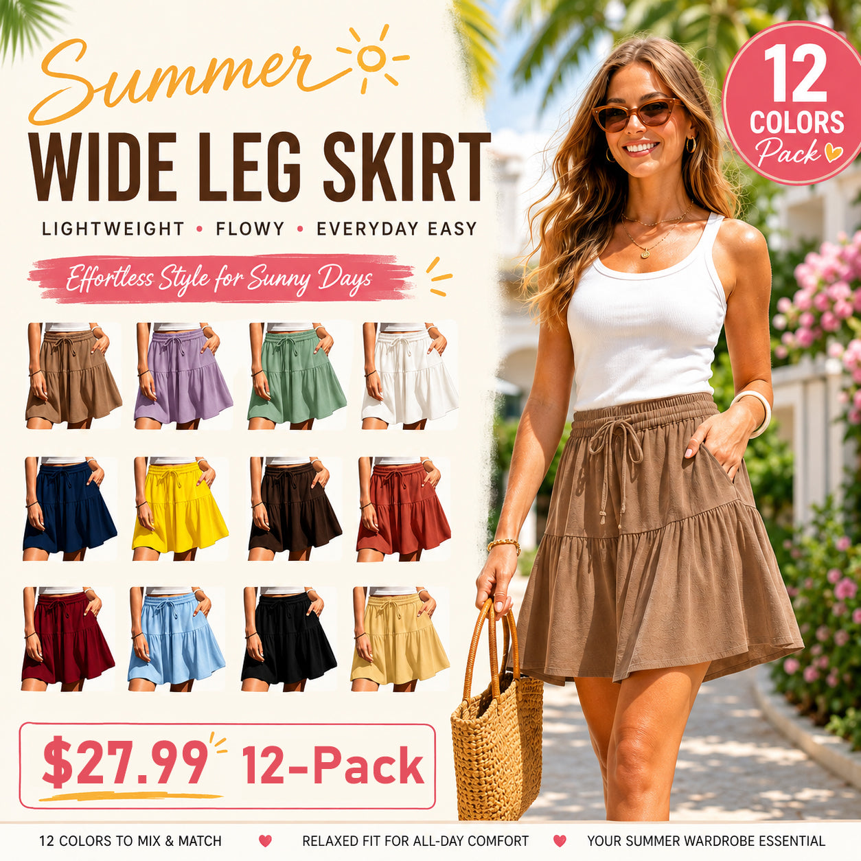 Womens Linen Blend Wide Leg Flowy Culotte Shorts Drawstring Loose Fit Summer Casual Lightweight Comfy Vacation Wear