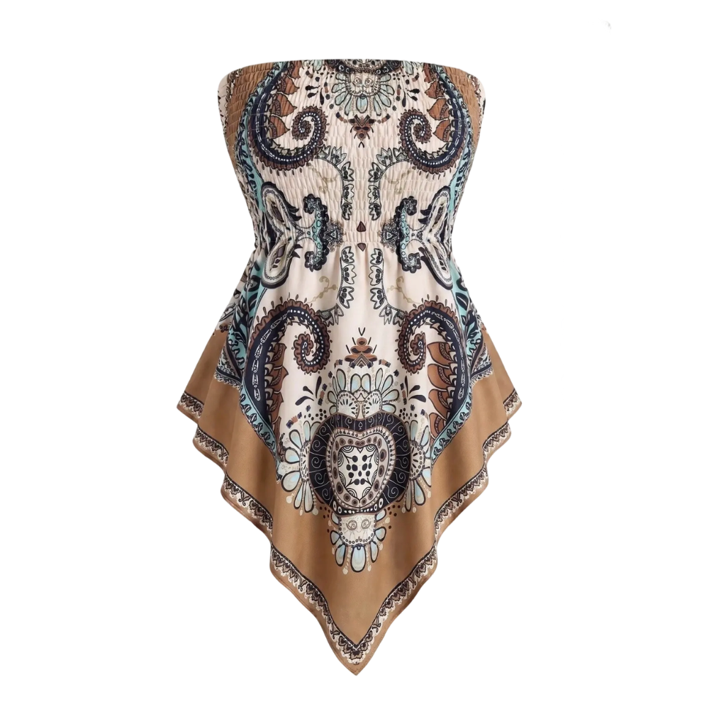 Plus Size Women's Strapless Towel Print Top