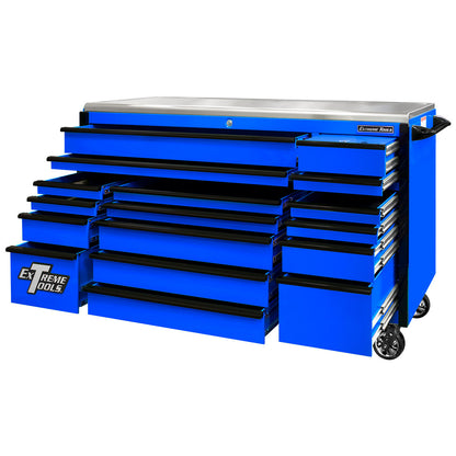 Extreme Tools Professional EXQ 72″ Quick Release 17-Drawer Triple Bank Roller Cabinet