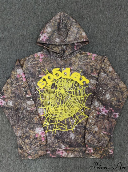 High Pile Fleece Foam Spider Print Hoodie